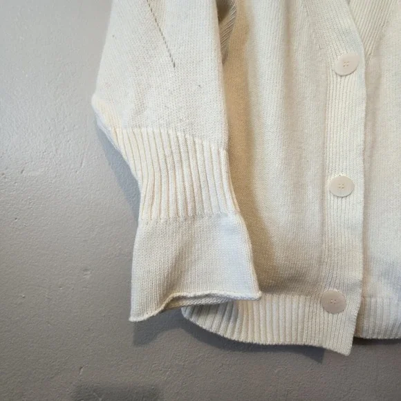 Anthropologie Maeve Cashmere Blend Knit Cardigan Women's XS Ivory Oversized Boxy - Picture 2 of 11
